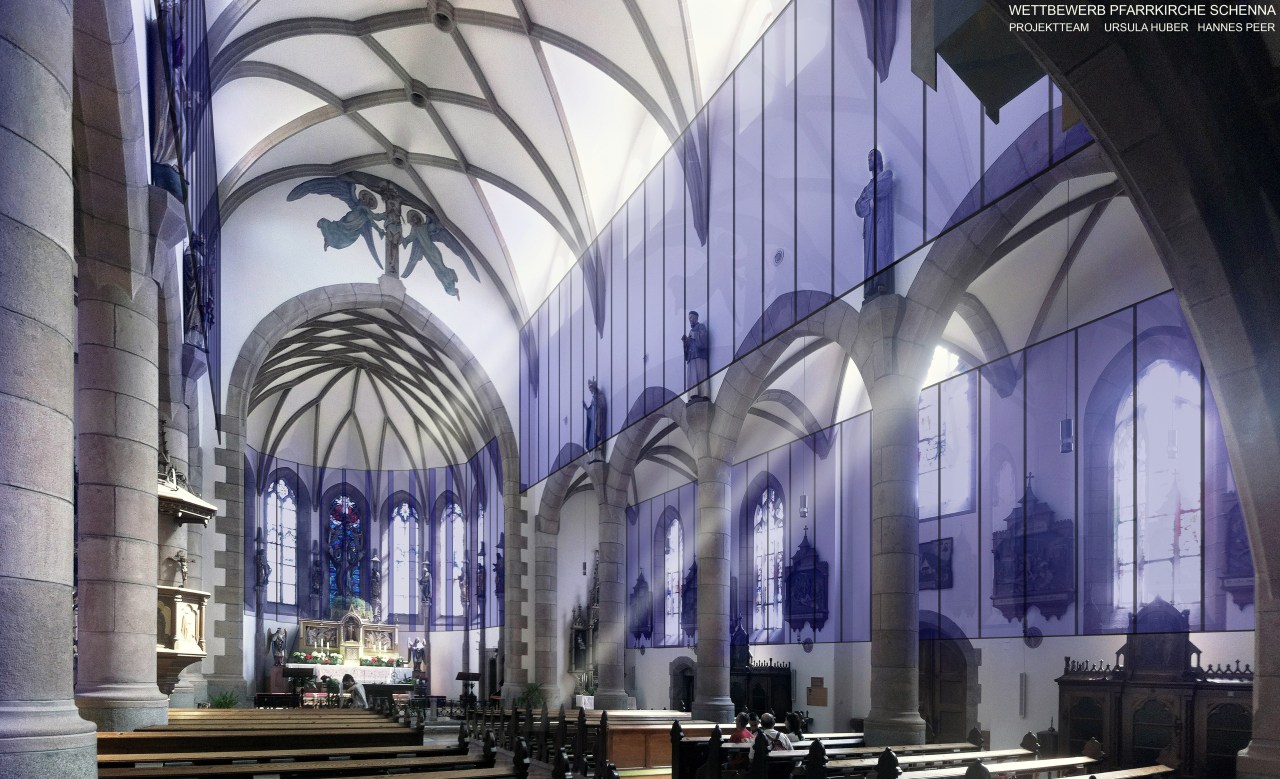 gelad. Architekturwettbewerb / Projekt zur künstlerischen Neu-Gestaltung der Pfarrkirche in Schenna/ Italy 2014